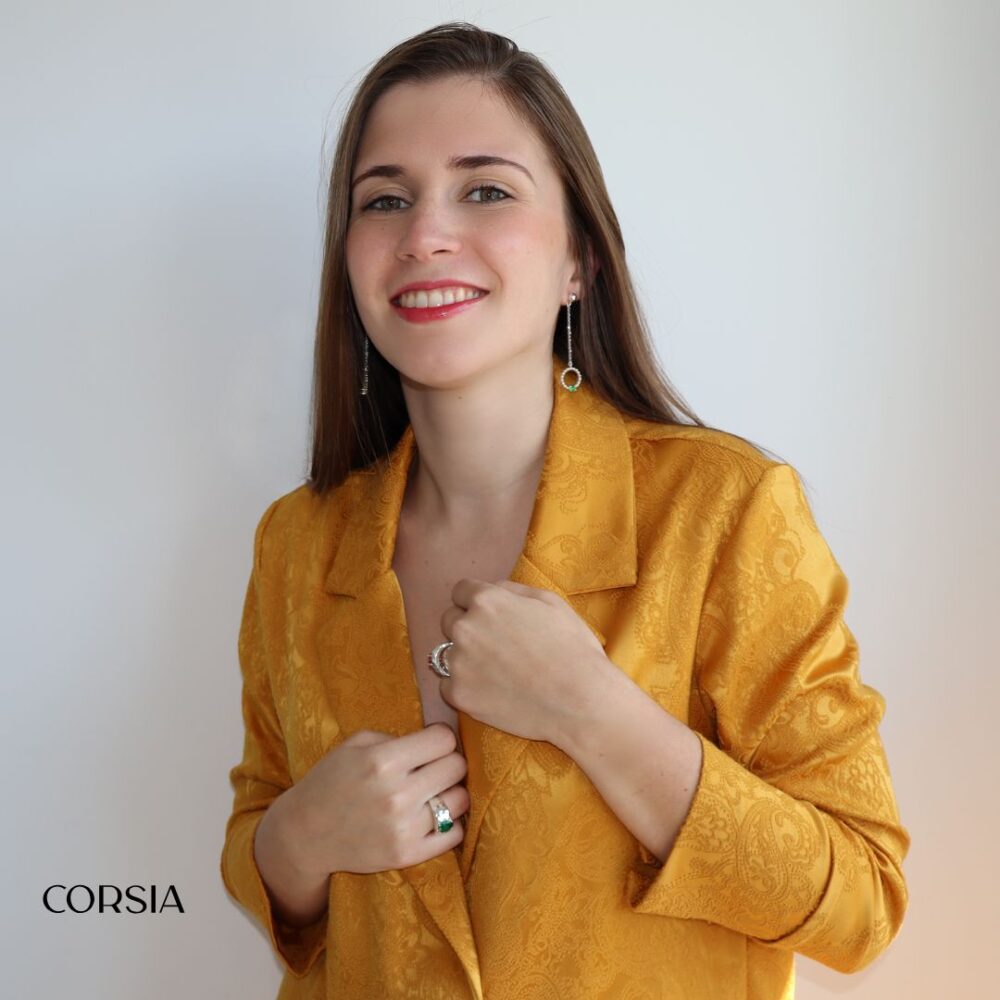 Pendientes Moon Plata con Circonita - Joyería Corsia