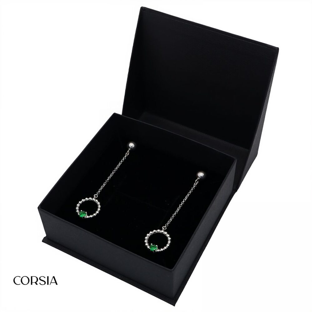 Pendientes Moon Plata con Circonita - Joyería Corsia