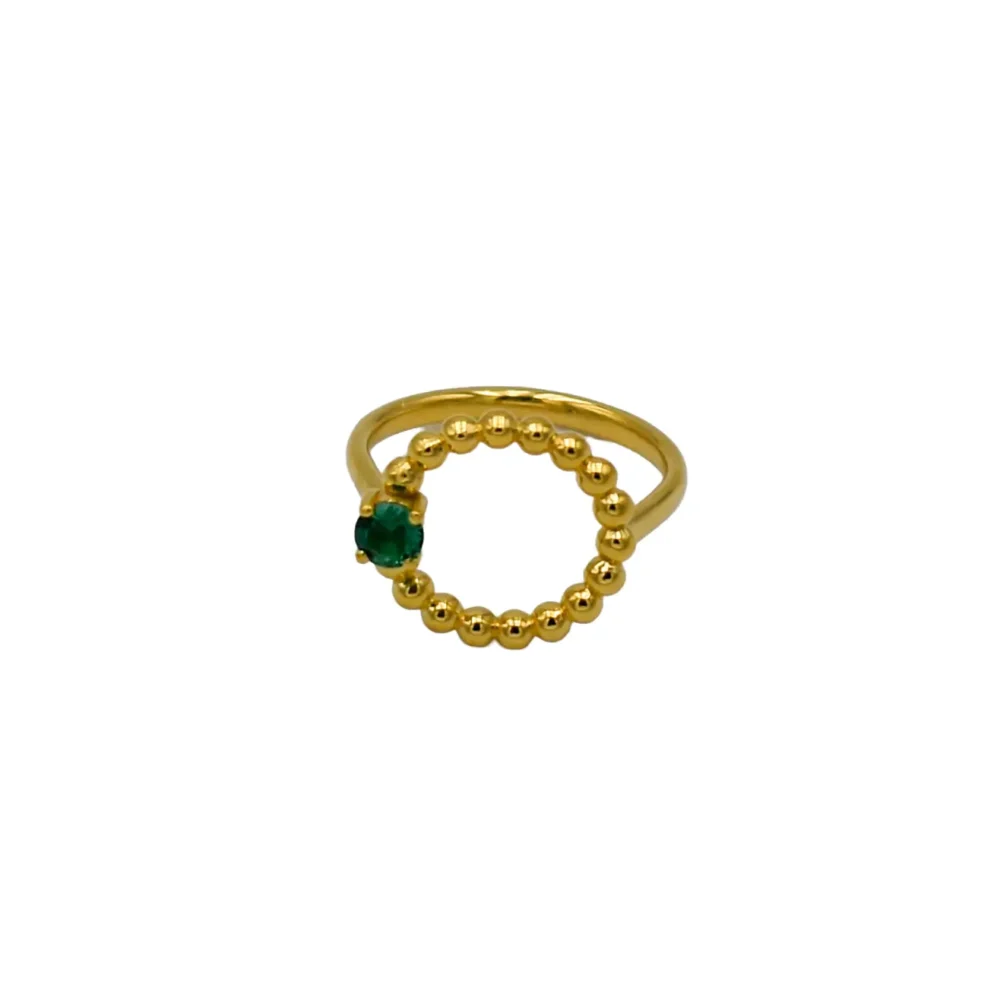 Anillo Moon chapado en oro con circonita