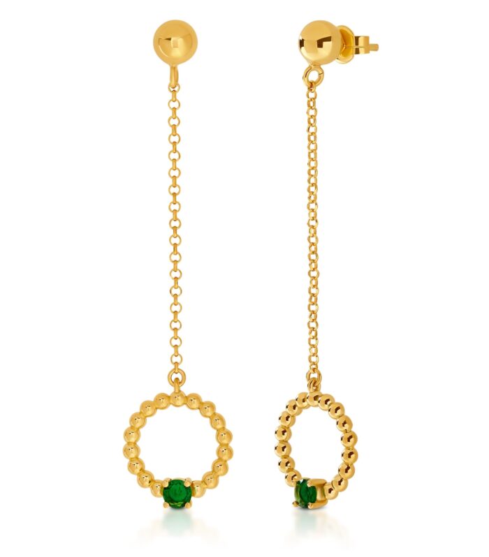 Pendientes Moon Chapado Oro con Circonita - Joyería Corsia