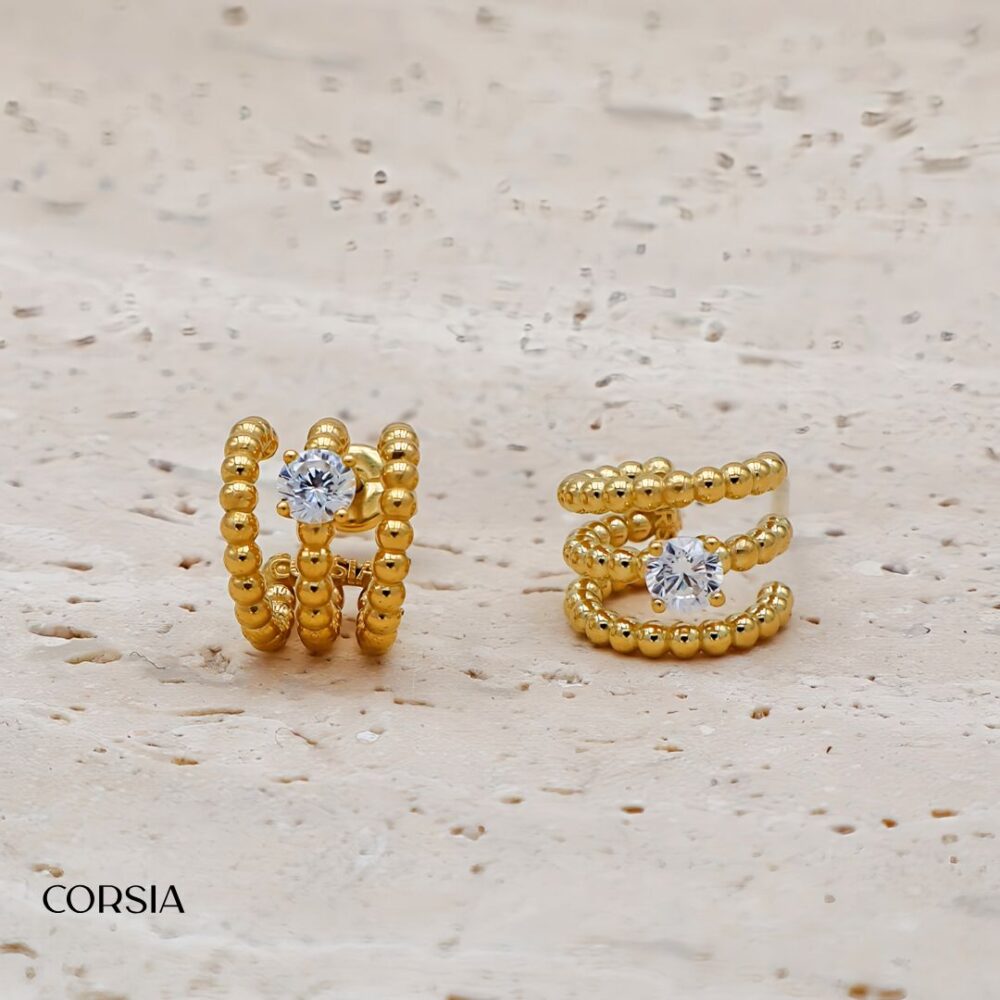 Pendientes Carlota Chapado Oro - Joyería Corsia